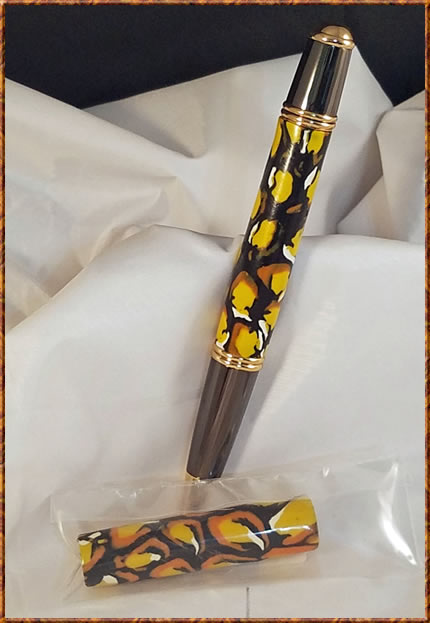 Dreams of Candy Corn Polymer Clay Pen Blank