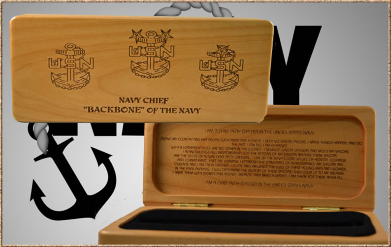 Navy CPO Engraved Box w/ Inserts